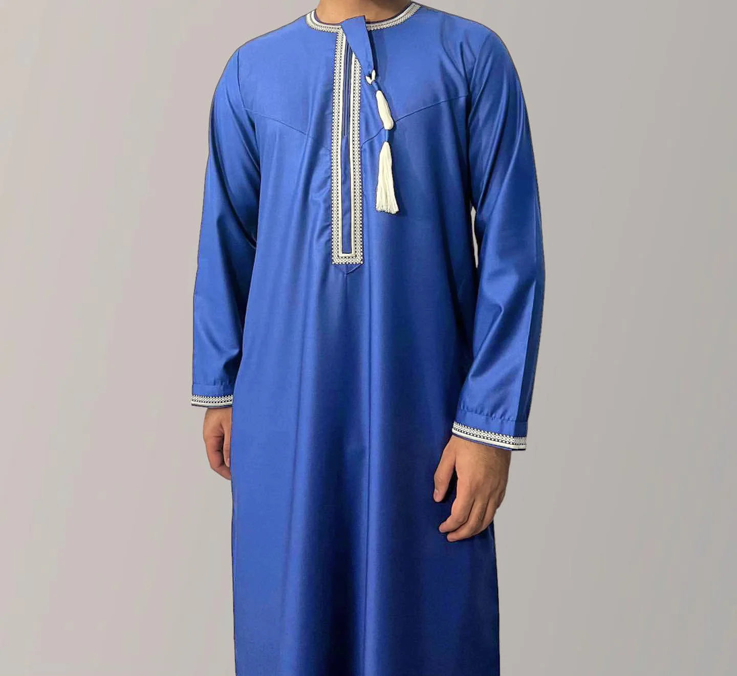 New Men's Muslim Fashion Abayas Dress O Neck Long Sleeve Pullover Kaftan Pakistan Saudi Arab Caftan Islamic Clothing Prayer Robe