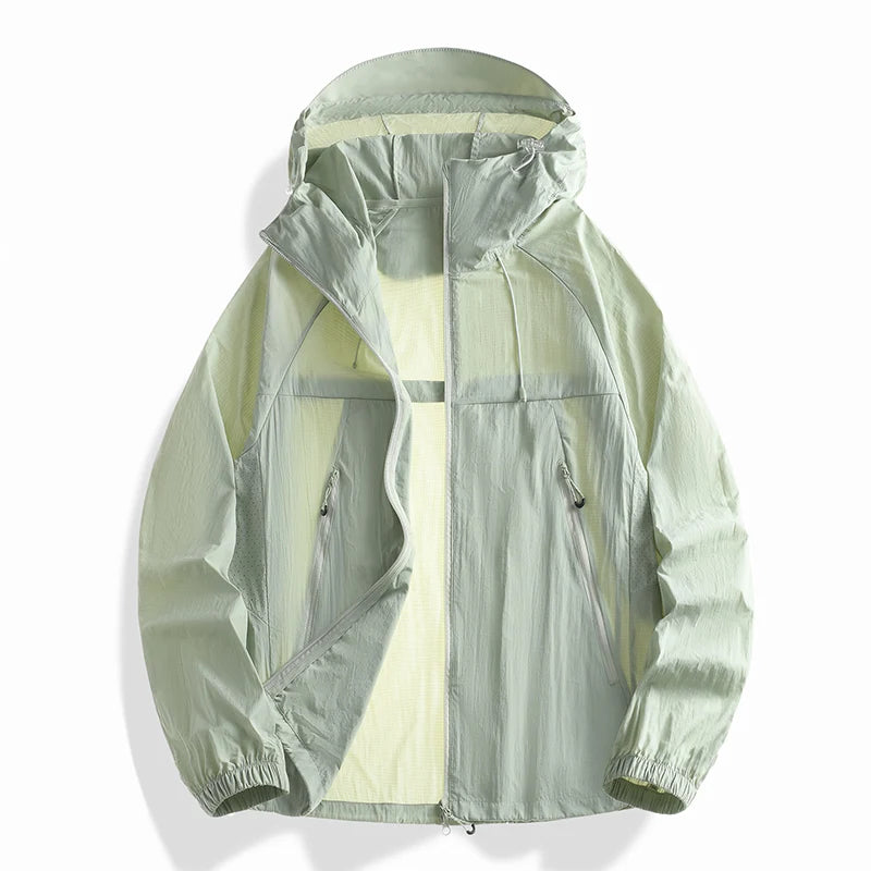 2025 Skin Sun Protection Jacket Men's Summer high quality UV Lightweight Ice Silk Hooded Coat Outdoor Riding Fishing Windbreaker