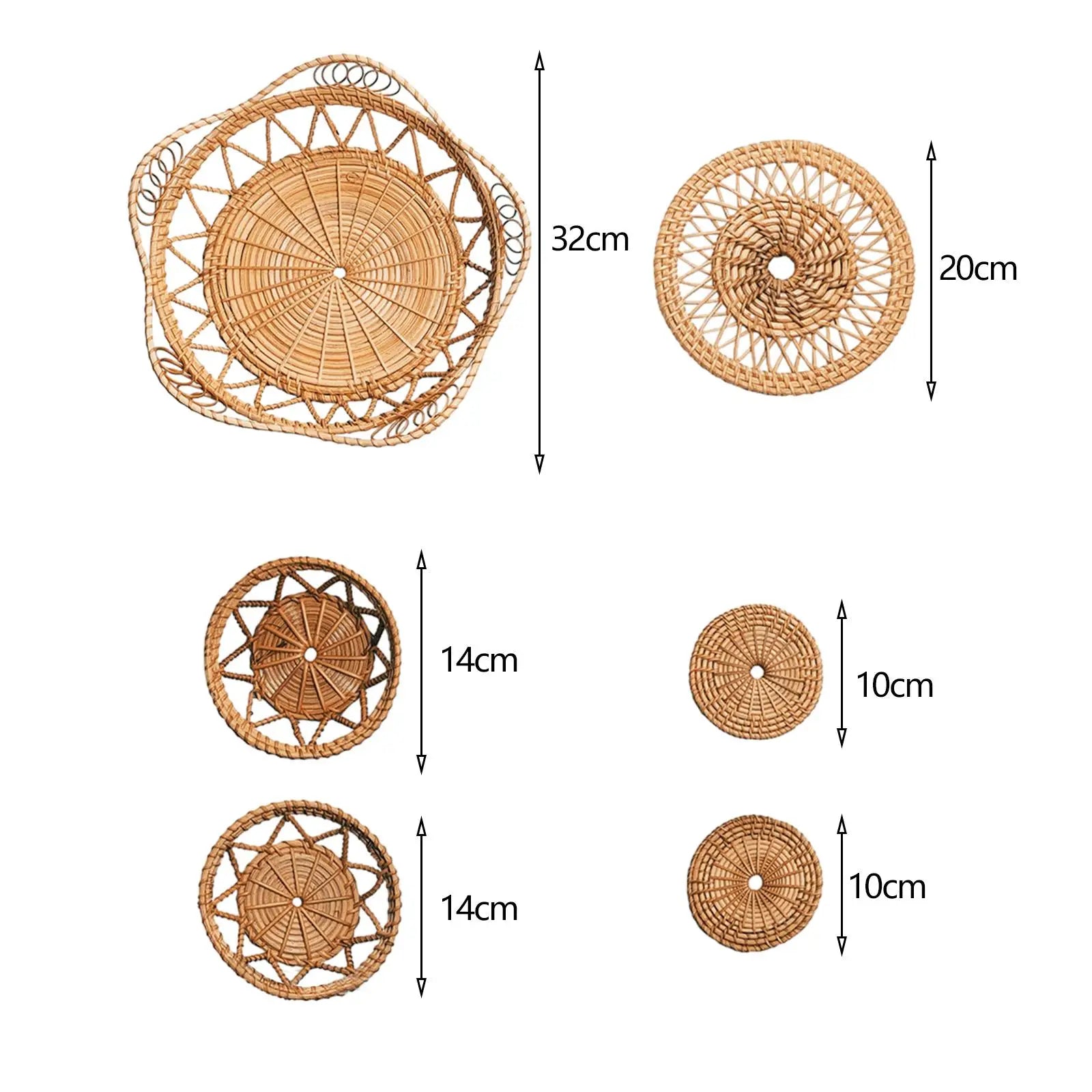 Wall Decor Set Decorative Unique Rattan Woven Handicraft Wall Ornaments Wall Art for Cafe Restaurant Hotel Farmhouse Hallway