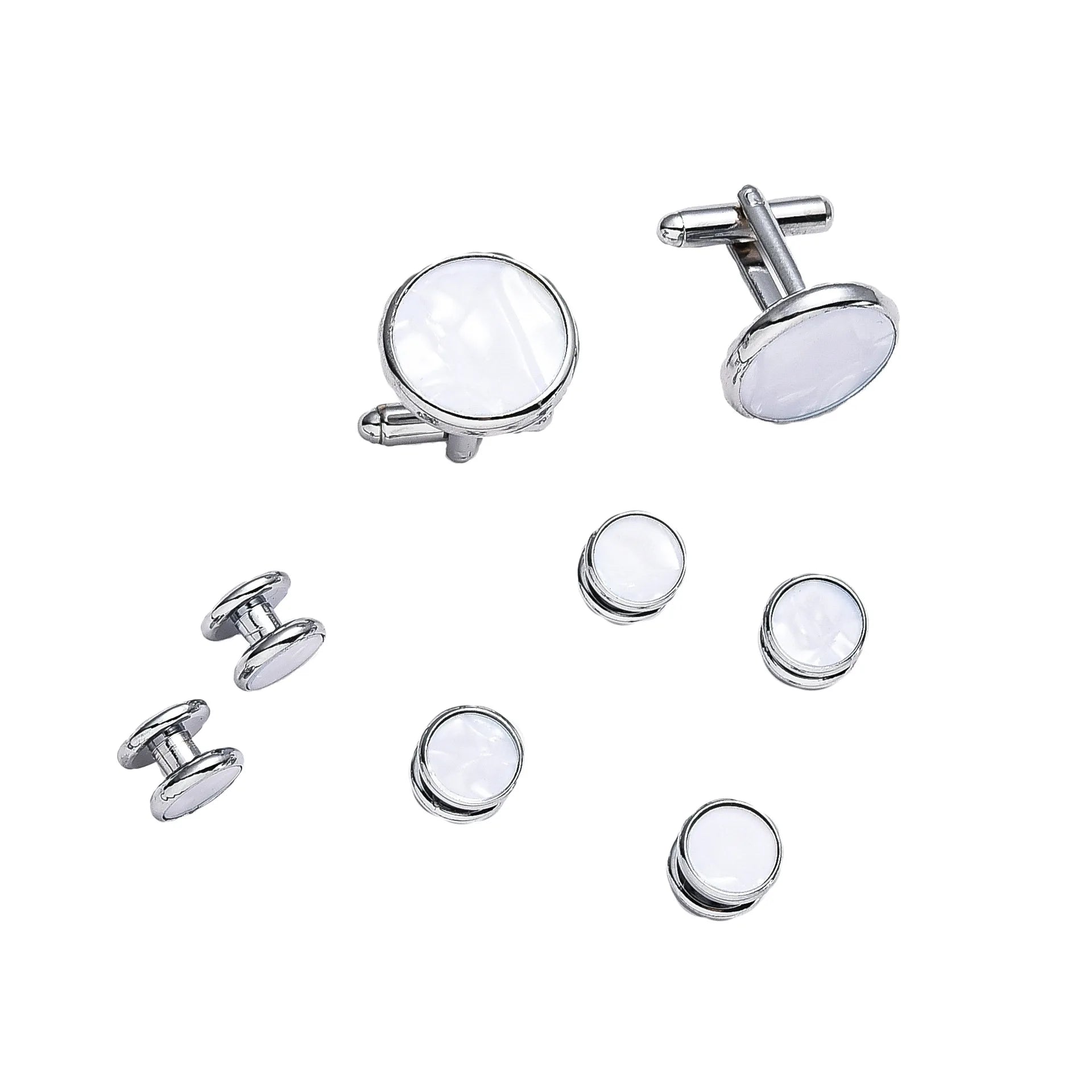 Mens Cufflinks and Studs Set for Tuxedo Shirts Business Wedding Party Cuff Links Classic Accessories Tie Clasp Collar Clips Gift