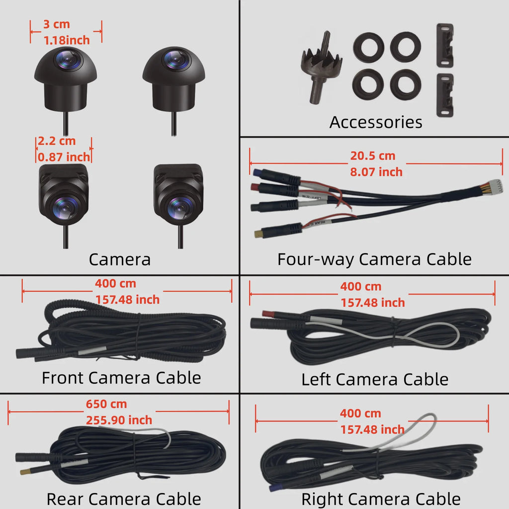 360° Panoramic Car Camera - 1080P HD,Infrared Night Vision,Rear & Front Left/Right View,Car Electronics,Vehicle Security Cameras