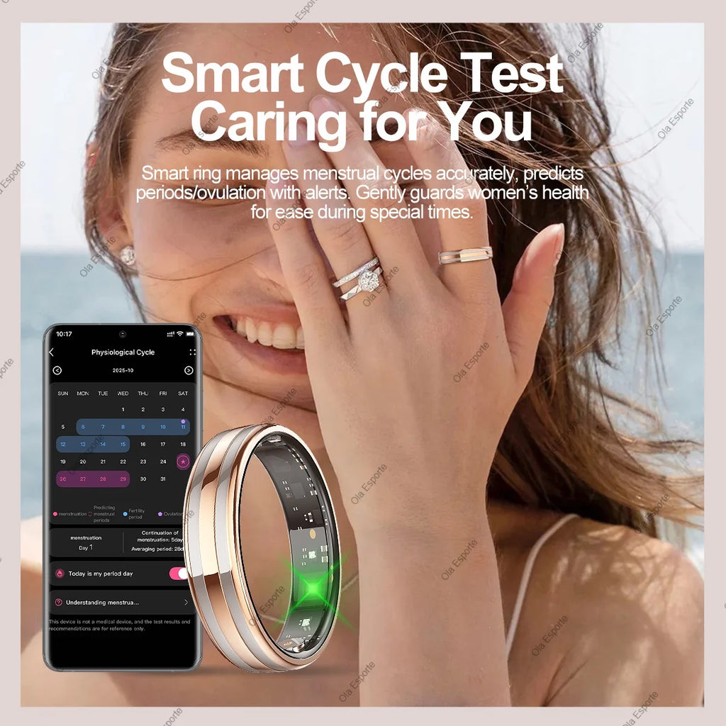 New Smart Ring Female Health Tracking Temperature Heart Rate Blood Oxygen Sleep Monitor Motion-Sensing Game IP68 Waterproof Ring