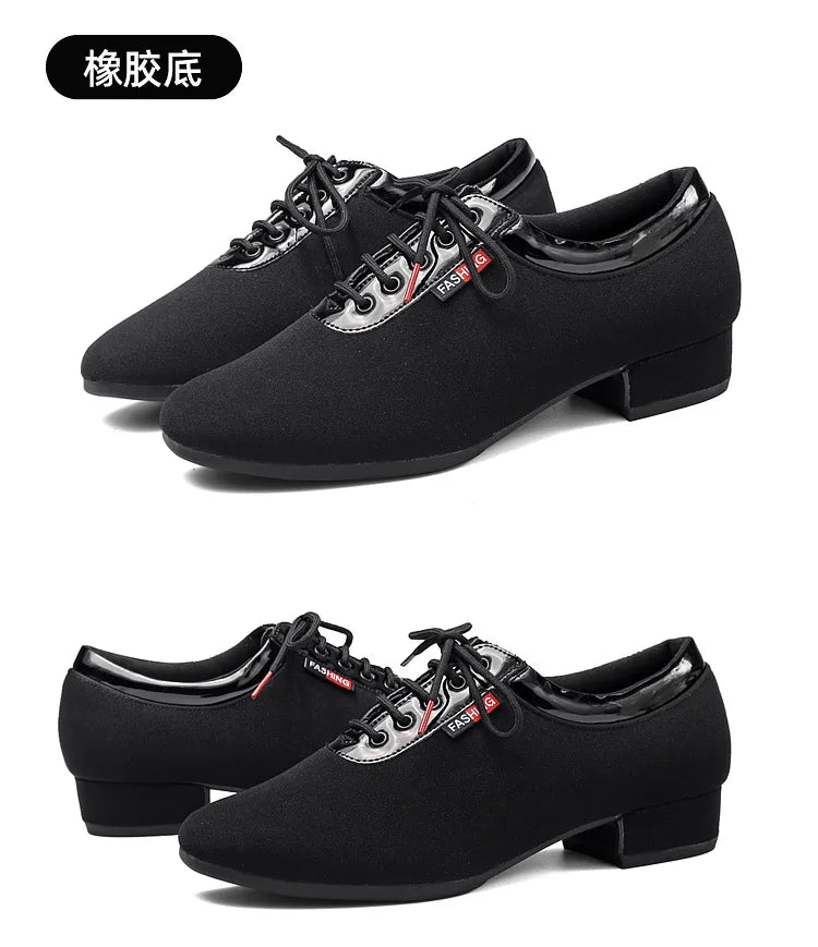 XIHAHA Men Oxford Cloth Standard Dance Ballroom Cloth Straight Outsole Practice Competition Modern Dancing Sport Shoes Sneakers