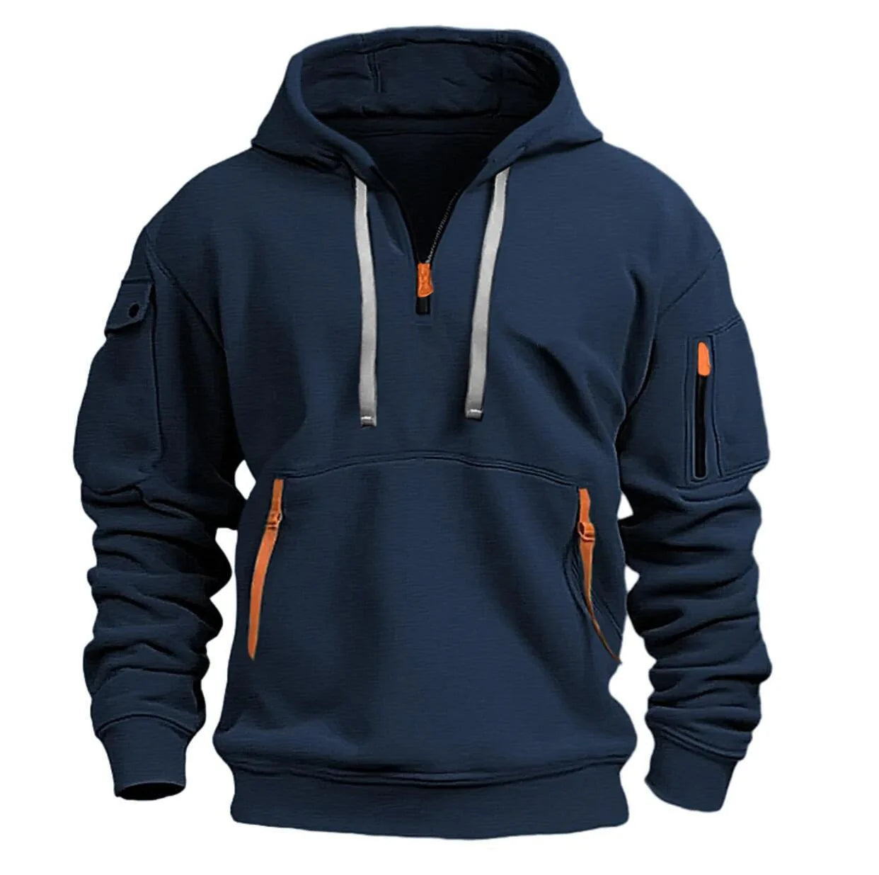 Half Zipper Men's Tactical Hoodies Solid Warm Fleece Military Sweatshirts Multi Pockets Male Hooded Jackets Thick Outdoor Polar