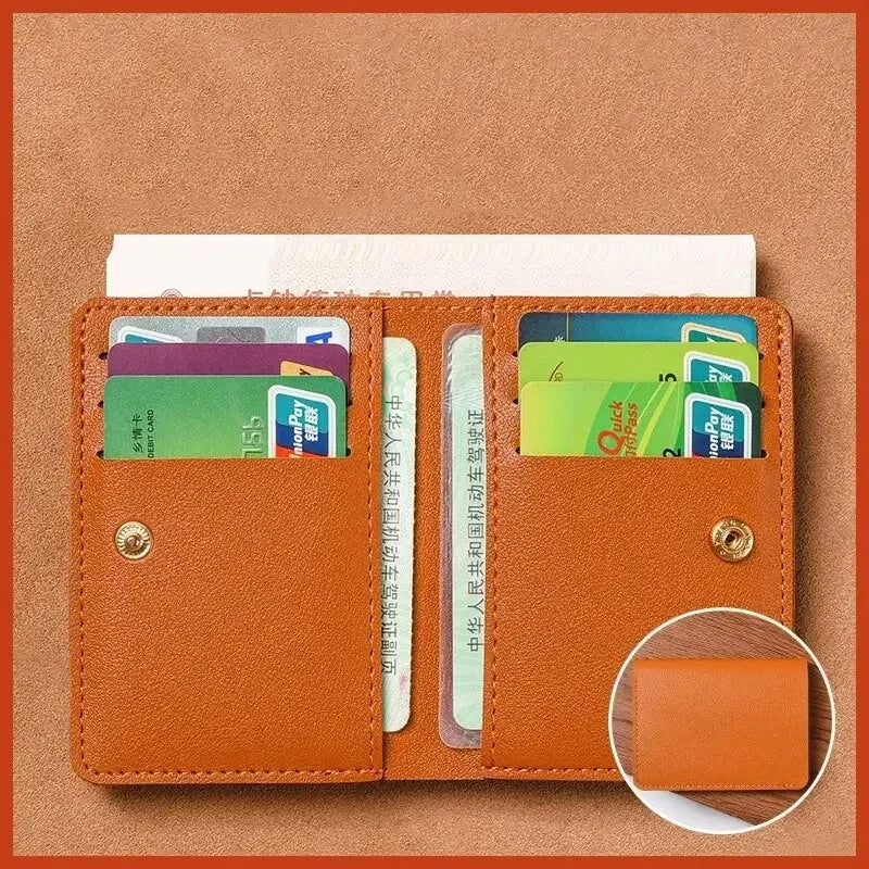 Leather Small Wallet for Men Short Simple Women's Purse Fashion Ultra Thin Credit Card Bag Coin Purse - Free Item