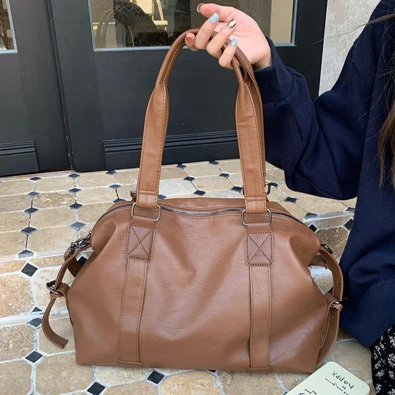 Large Capacity Black Shoulder Bags For Women Large Shopper Bag Solid Color Soft Leather Crossbody Handbag Lady Travel Tote Bag