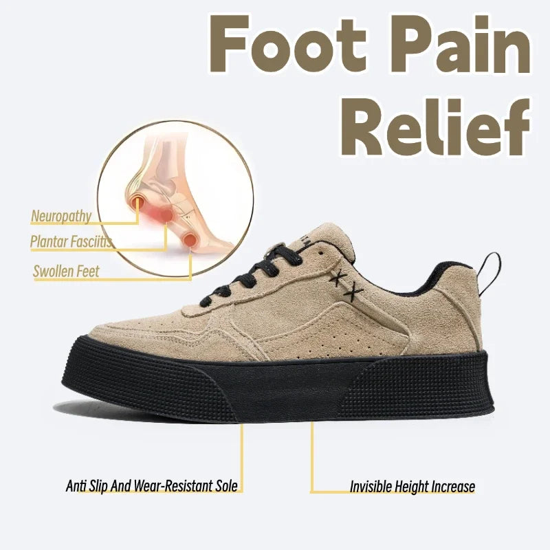 Men's Casual Low-Top Board Shoes Spring  Flats Platform Lace-Up Sneakers Street Style Breathable Designer Fashion Footwear