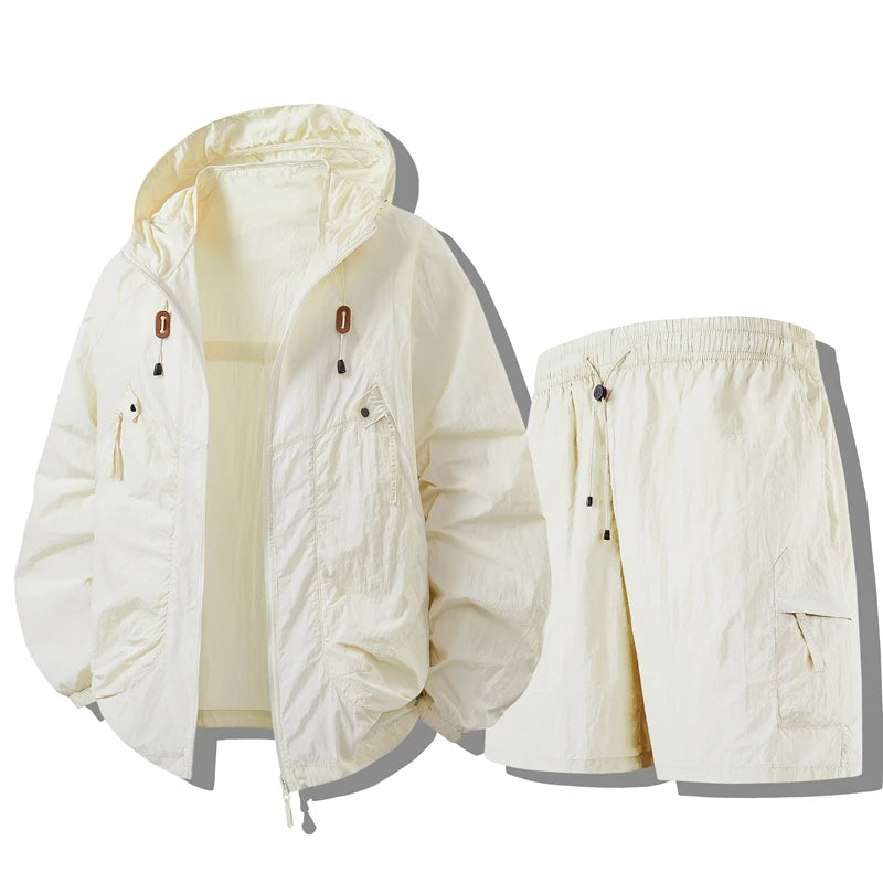UV Protection Ice Silk Lightweight Outdoor Jacket for Men Breathable Skin Shirt Couple's Summer Fashion Urban Style Hat