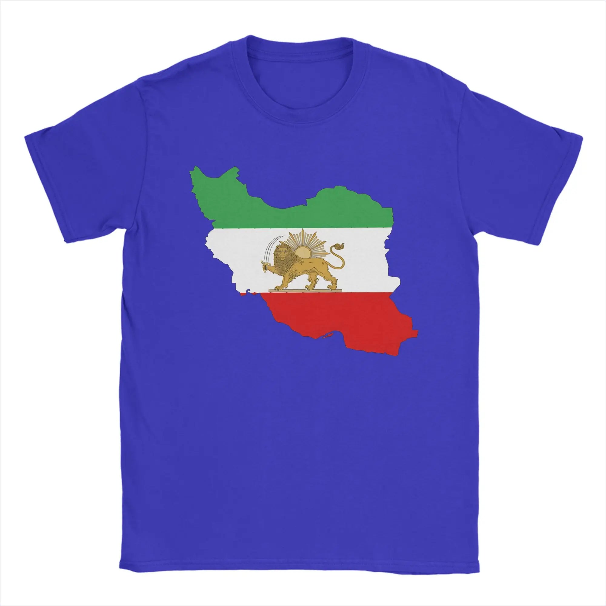 Iran Persian Flag Map Men T Shirt  Creative Tees Short Sleeve Crew Neck T-Shirts 100% Cotton Plus Size Clothes