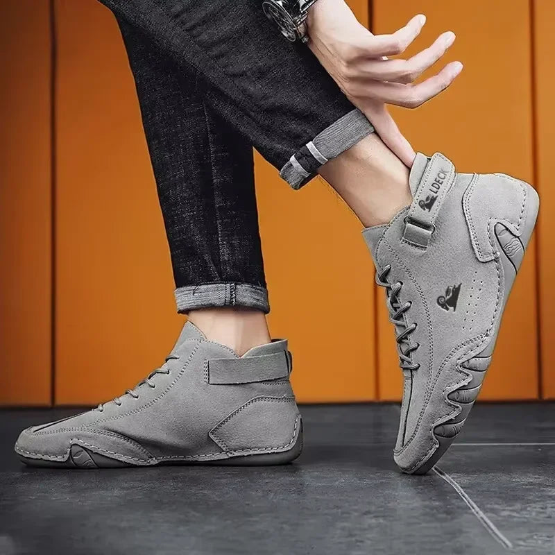 Men's Loafers Anti Slip Fashionable Versatile Business Flat Top High Top Shoes Breathable Comfortable Soft Soled Formal Shoes
