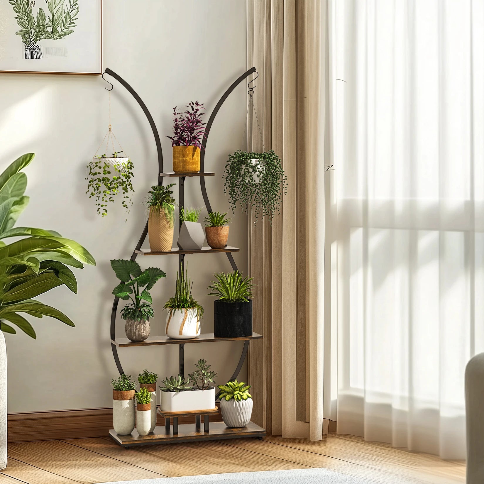 Large Vase Shaped Plant Stand 5 Tier Planter Display Rack Garden Flower Pot Holder for Home Patio Decor
