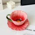 350Ml Ceramic Flower Coffee Cup Design Sense Niche Women High Value Latte Cups Beautiful  Saucer Set  Tea Cup Set Coffee Mug