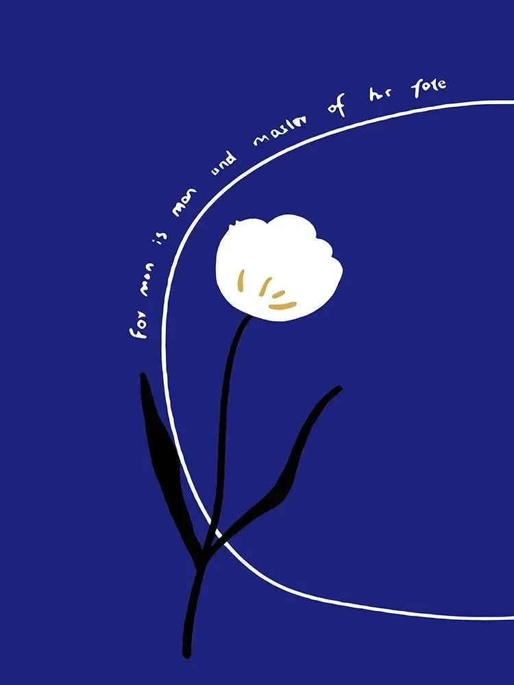 Klein Blue Abstract Line Smiling Face Posters Minimalist Print Canvas Painting Wall Art for Living Room Modern Home Decor