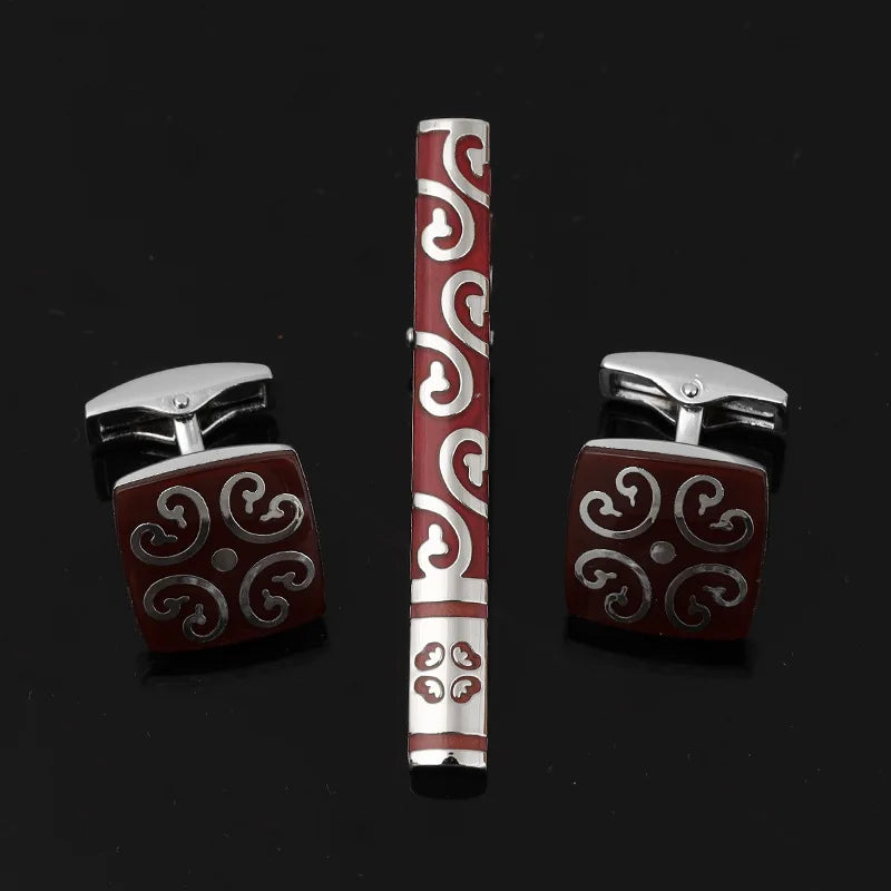 Mens Ties Clip Cufflinks Set Shirt Accessories Necktie Tie Bars Cuff Links Suit Luxury Quality Jewelry Gifts For Wedding Party
