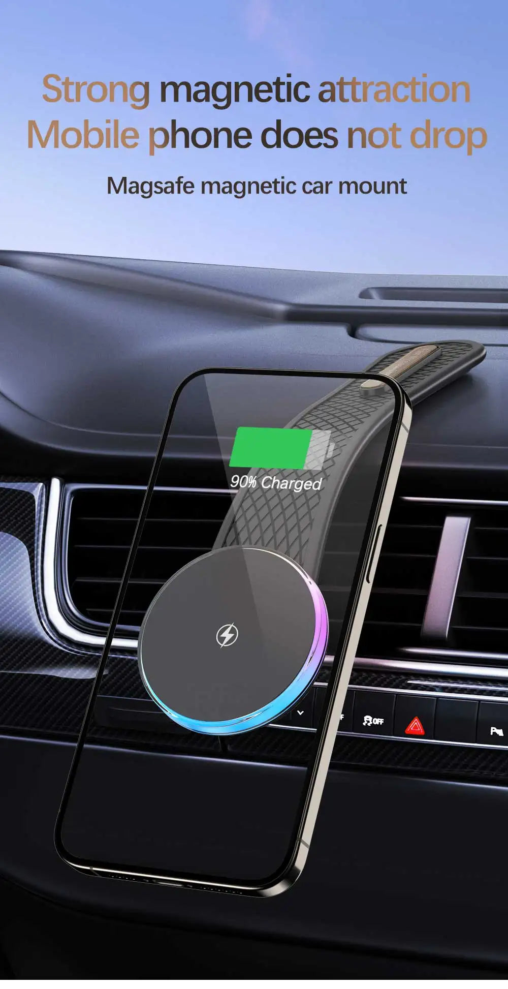 New Magnetic Charger Car Wireless Charger Fast Charging Car Phone Holder Essential Car Charger Strong Magnetic Attraction Safe