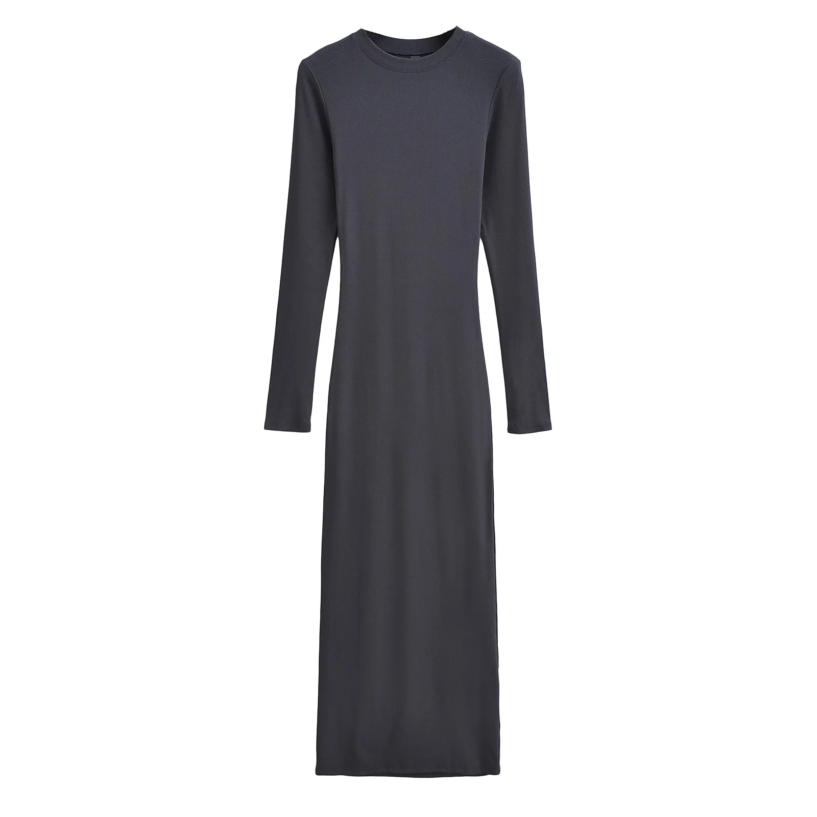 Midi dresses for women 2024 Winter dress sexy knitted dresses elegant bodycon dress knit vintage clothes long sleeve dress grey