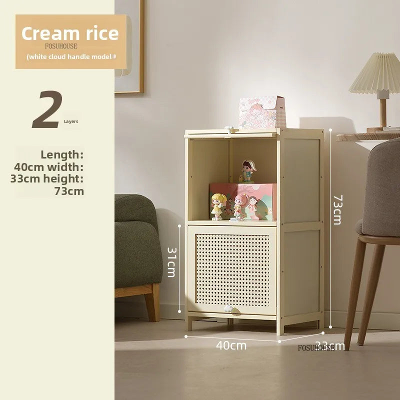 Cream Style Living Room Cabinets Household Bookcase with Door Storage Cabinet Floor Rack Wall Storage Cabinet Home Furniture