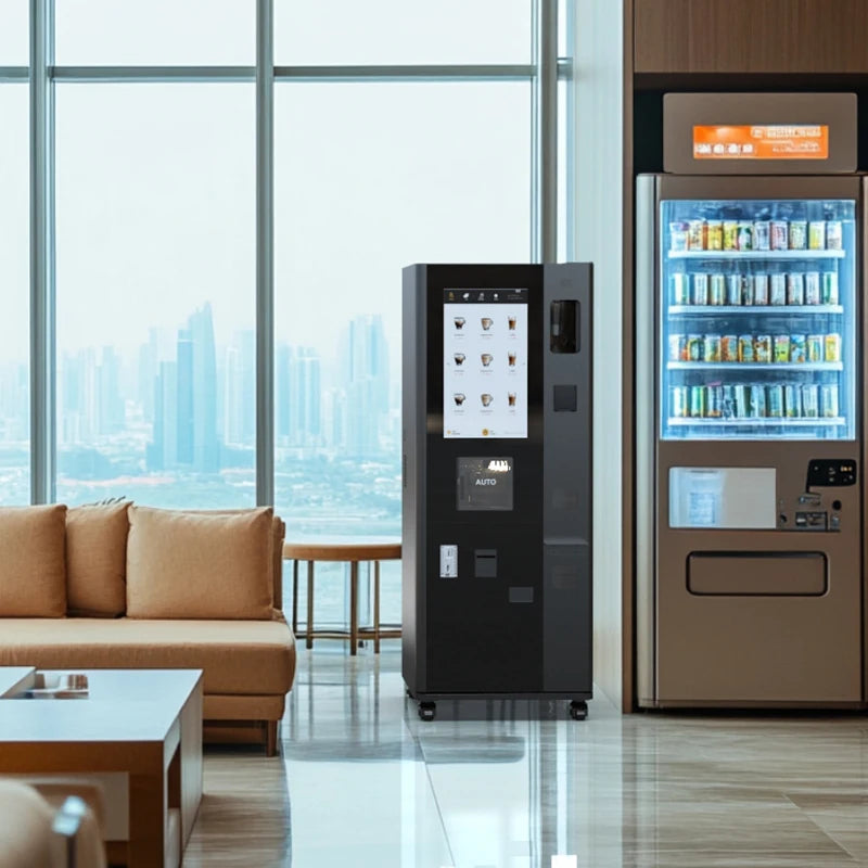 Commercial Bean-to-Cup Coffee Vending Machine Freshly Ground with Five Bucket Drop Cups and Latest Technology