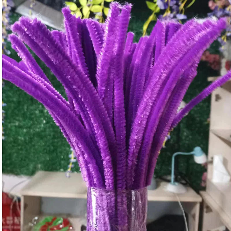100/200/300/500/1000pcs DIY Plush Chenille Sticks Stem Pipe Cleaner HandCraft part for Spring Xmas Halloween Newyear Easter