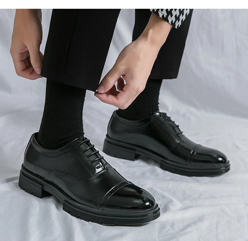 Men’s Dress Shoes High Quality Business British Social Formal Leather Shoes For Men Block Party Wedding Business Office Shoes