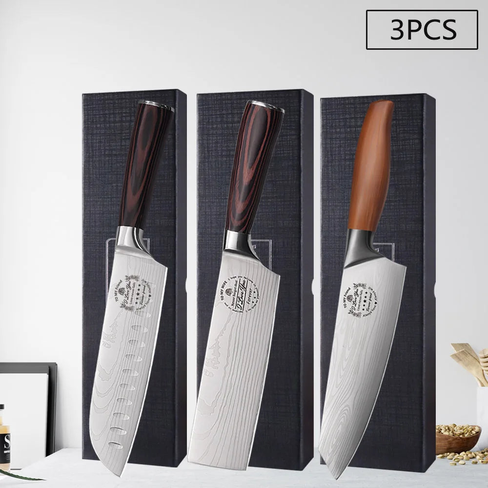 WXCOO Professional Chef's Knife Japanese Sharp Meat Cleaver Cooking Damascus Laser Kitchen with Gift Box Fruit Slicing Knife