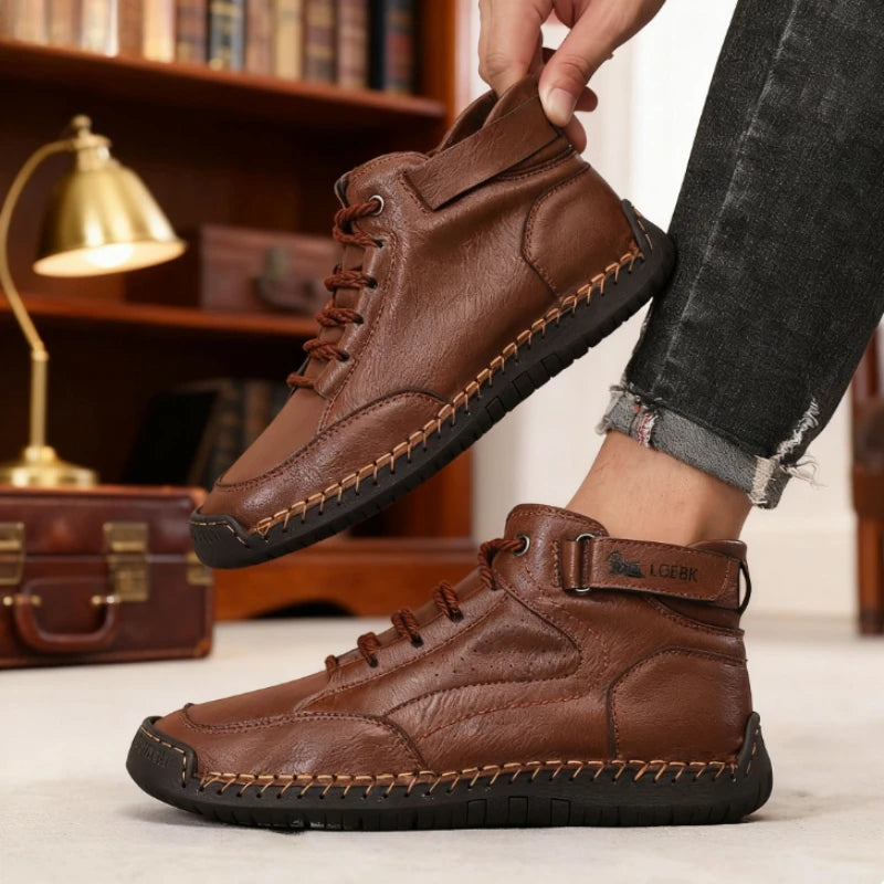 Men's High Top Boots Fashionable Handmade Sewn Buckle Casual Shoes Comfortable Fashionable Daily Walking Outdoor Adventure Boots