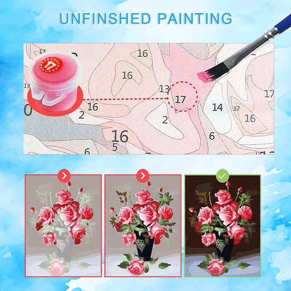 MINISO Oil Painting By Numbers Surrealism Woman Portrait Canvas Fish And Girl wall art Acrylic Paint By numbers For Adults