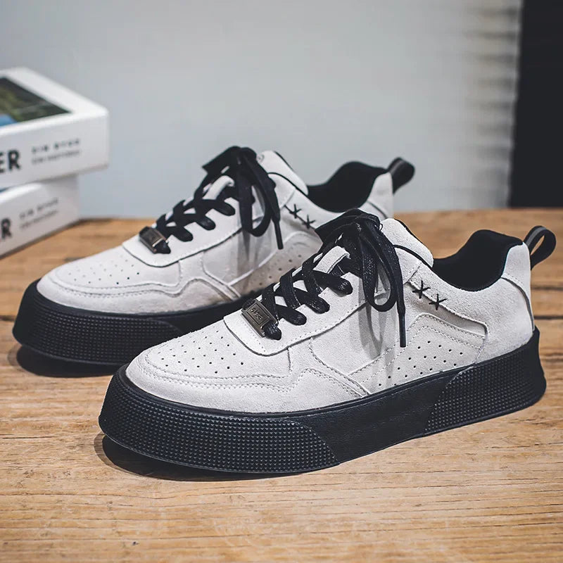 Men's Casual Low-Top Board Shoes Spring  Flats Platform Lace-Up Sneakers Street Style Breathable Designer Fashion Footwear