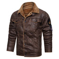 Men's Leather Jacket Leather Jacket for Men PU Shearling Bomber Pilot Jacket Vintage Military Aviatior Coat Flight Jacket Warm