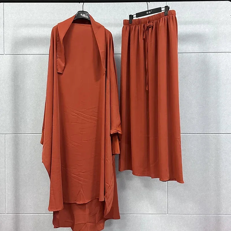 Ramadan Abayas Sets  2 Piece Set Muslim Women Hijab Dress Prayer Garment Abaya Long Khimar Arab Gown  Islamic Clothes Robe