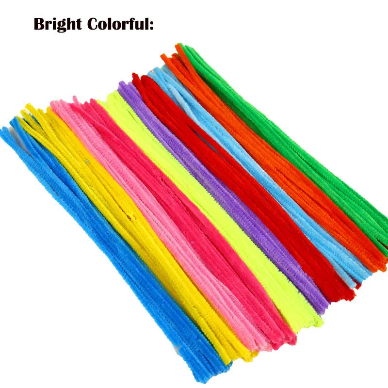 100/200/300/500/1000pcs DIY Plush Chenille Sticks Stem Pipe Cleaner HandCraft part for Spring Xmas Halloween Newyear Easter