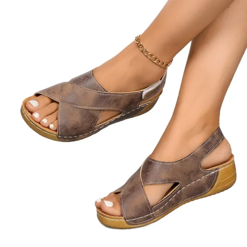 Ladies Shoes 2025 Summer Outdoor Casual Women's Sandals Open Toe Plus Size Daily Light Comfortable Beach Platform Wedge Sandals