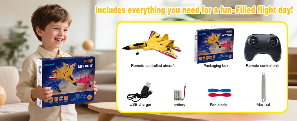 F22 Raptor RC Plane 2.4G 2CH RC Foam Flying Model Glider With LED Lights Remote Control Foam Fighter Airplane Toys for Children