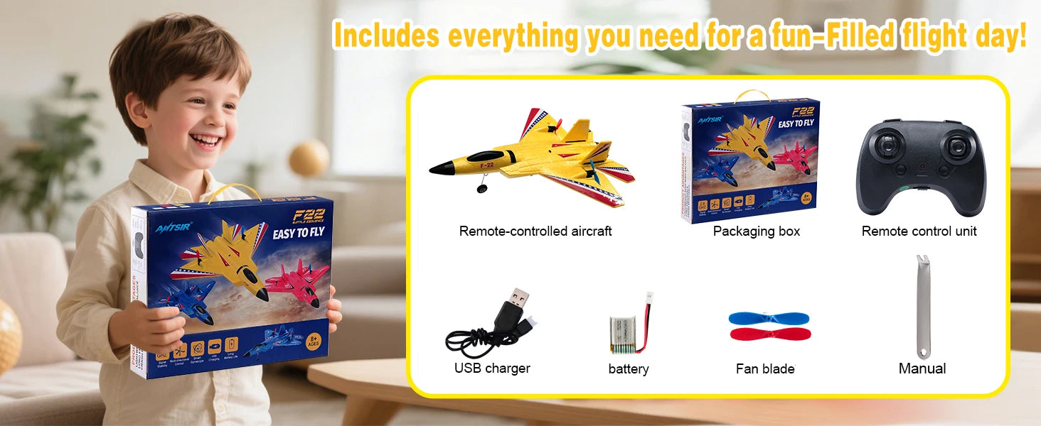 F22 Raptor RC Plane 2.4G 2CH RC Foam Flying Model Glider With LED Lights Remote Control Foam Fighter Airplane Toys for Children