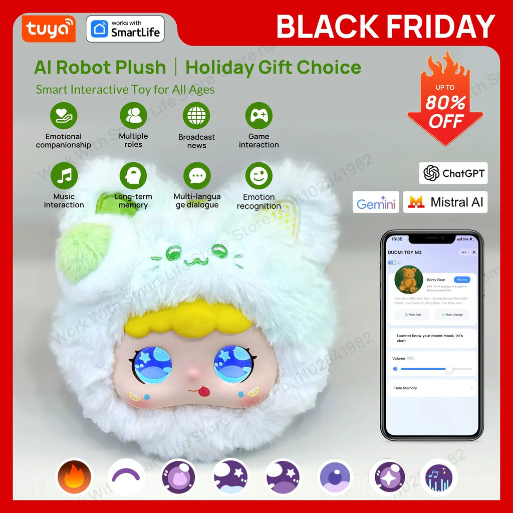 Cat- Cute AI Robot Pet Companion|Touch Interactive Smart Toy W/Tuya APP|Voice&Emotion Recognition|#1Gift Choice All Ages