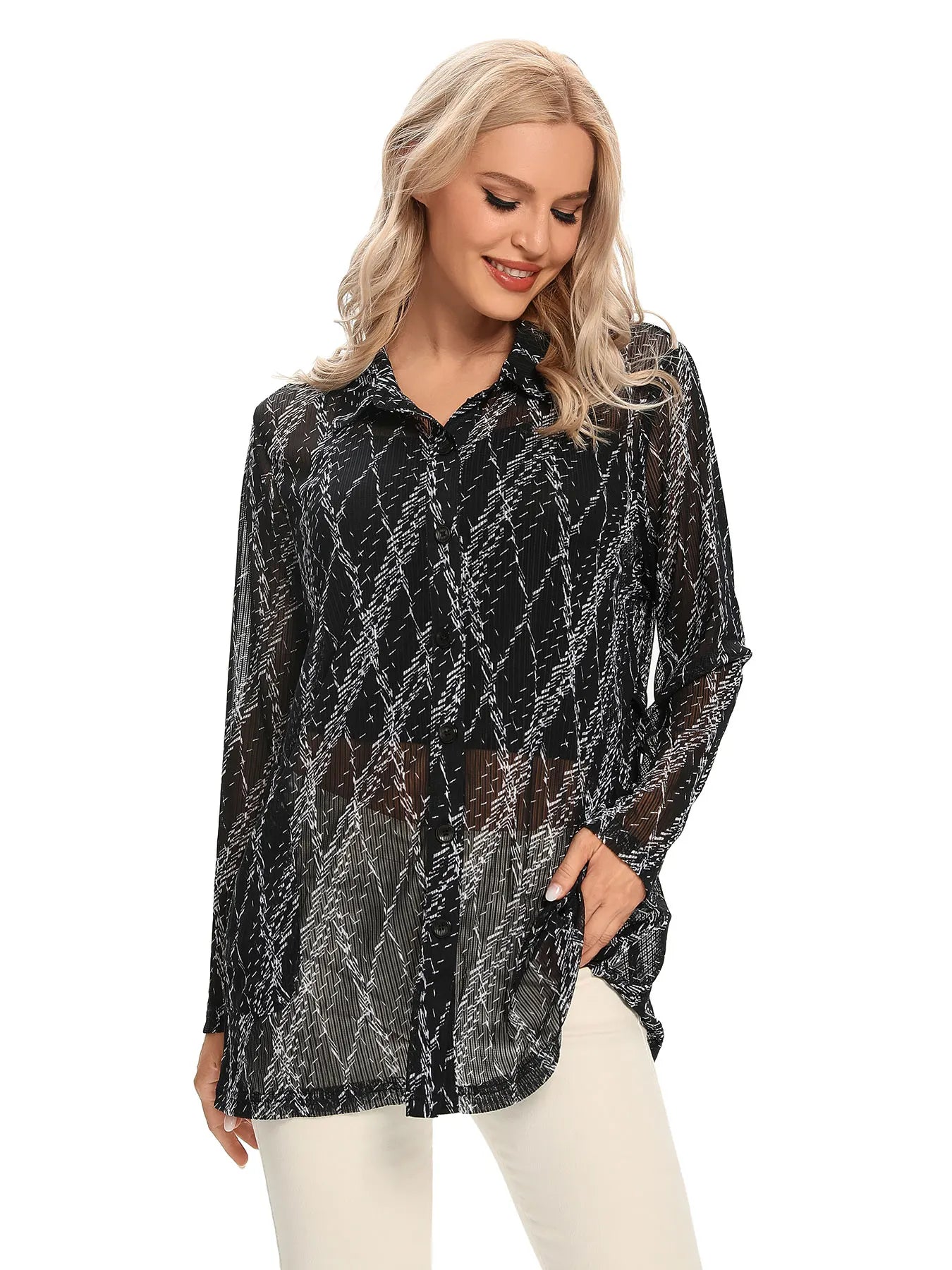 Women Woven Fashionable Casual Shirt For Spring And Autumn