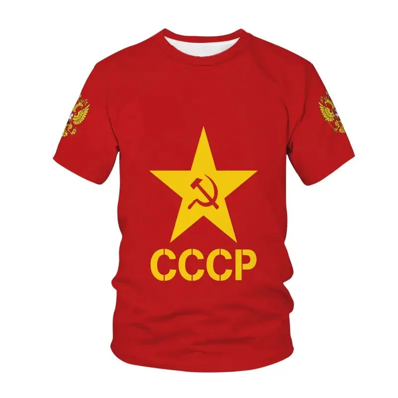 Russia Flag 3D Print T Shirt For Men Clothing Russian Nation Emblem Graphics T-shirt Cool Street Short Sleeved Tee Shirts Tops
