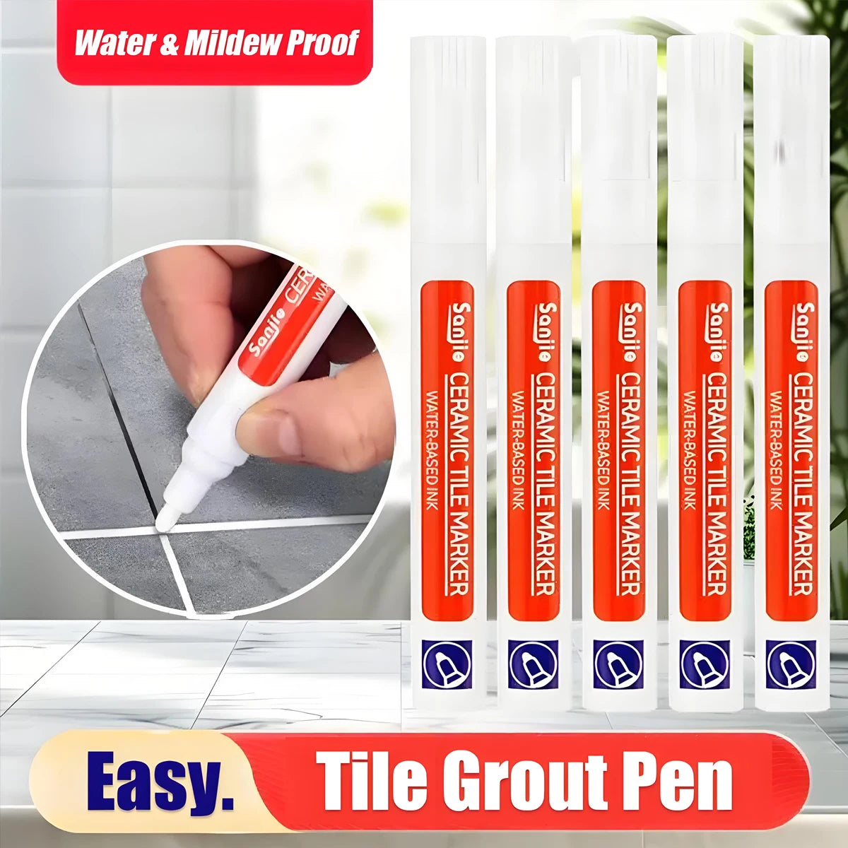 1/3 PCS DIY Grout Pen Quick Dry Home Repair Tool for Bathroom Kitchen Tiles Whitening Grout Marker to Revive Old Grout