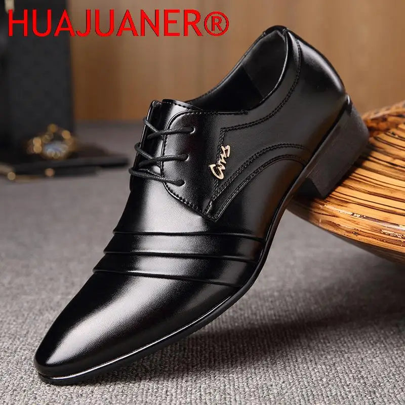 New Fashion Mens PU Leather Shoes Wedding Business Dress Nightclubs Oxfords Breathable Working Lace Up Shoes