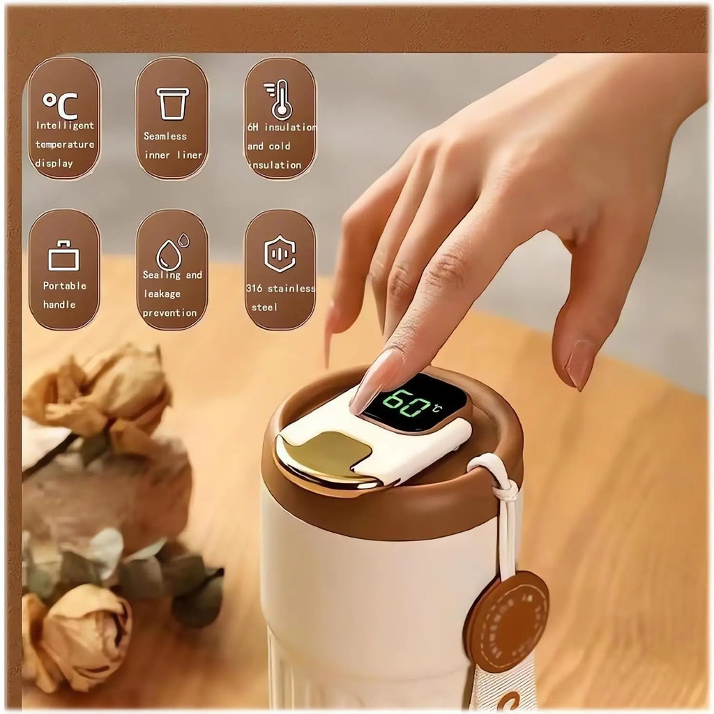 Smart Temperature Display Coffee Thermos, Unisex Portable Stylish Minimalist Gift Mug