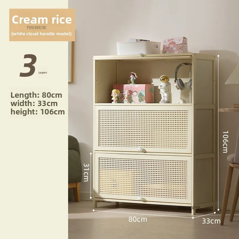 Cream Style Living Room Cabinets Household Bookcase with Door Storage Cabinet Floor Rack Wall Storage Cabinet Home Furniture