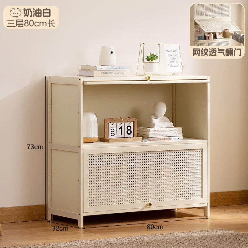 Bookshelf Bookcase Shelf with Cabinet Door Locker Integrated Lattice Cabinet Display Cabinet Floor to Floor Multi-layer Living R
