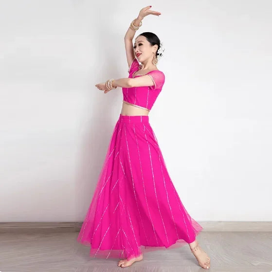 Indian Women's Dance Costume Sari Top Big Skirt