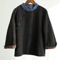 Johnature Women Vintage Cotton Shirts And Tops Polka Dot Stand Chinese Style Blouses 2025 Spring New Seven Sleeve Female Shirts