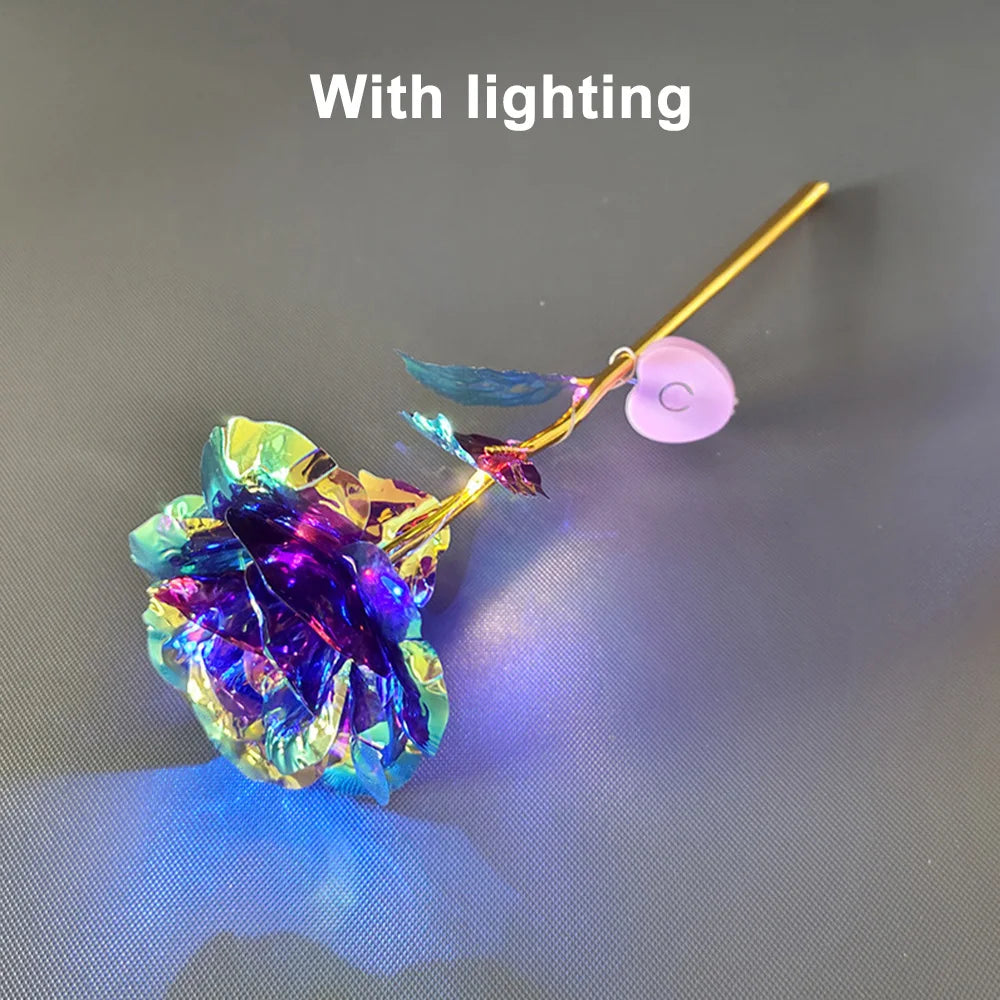 Led Valentine's Day Mother's Day Gift 24K Foil Plated Roses Artifical Flowers Wedding Decor Lover Lighting Roses Creative Gift