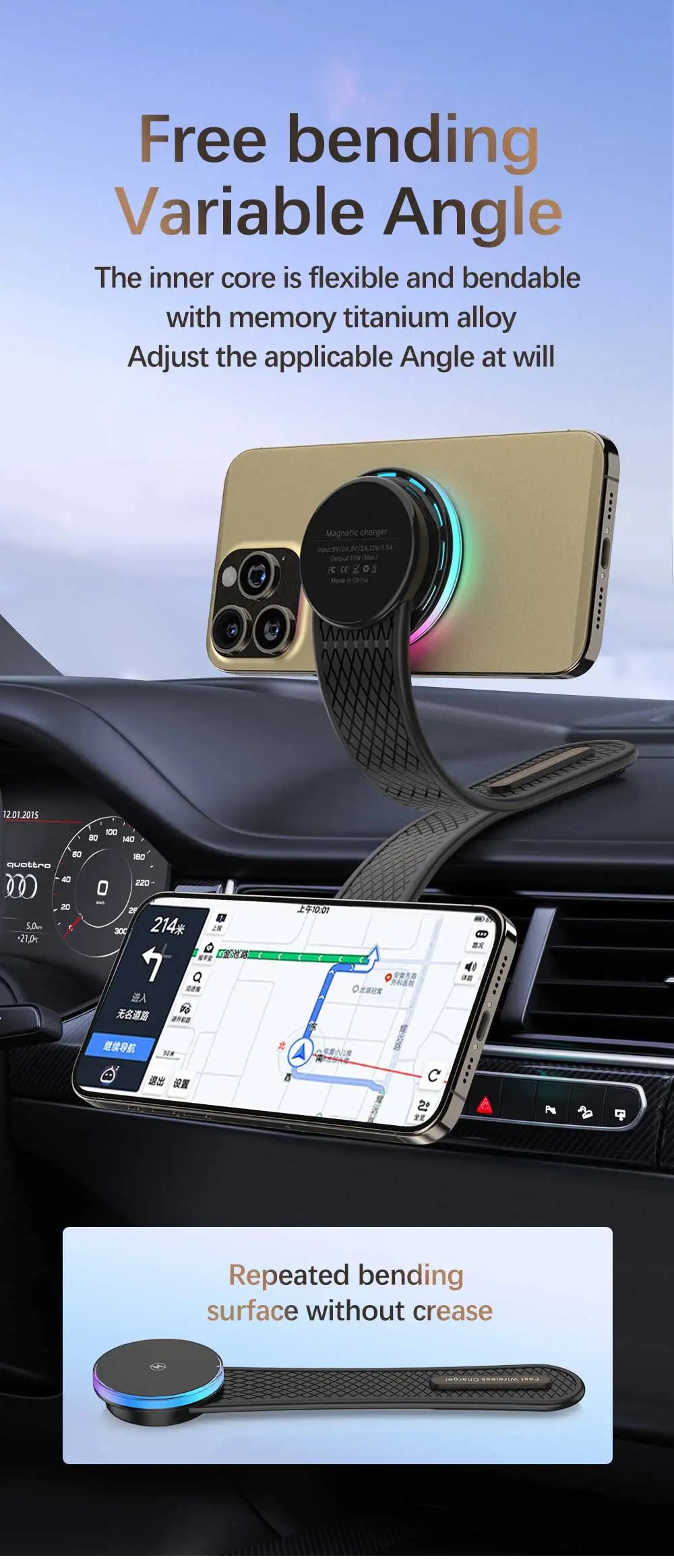 New Magnetic Charger Car Wireless Charger Fast Charging Car Phone Holder Essential Car Charger Strong Magnetic Attraction Safe