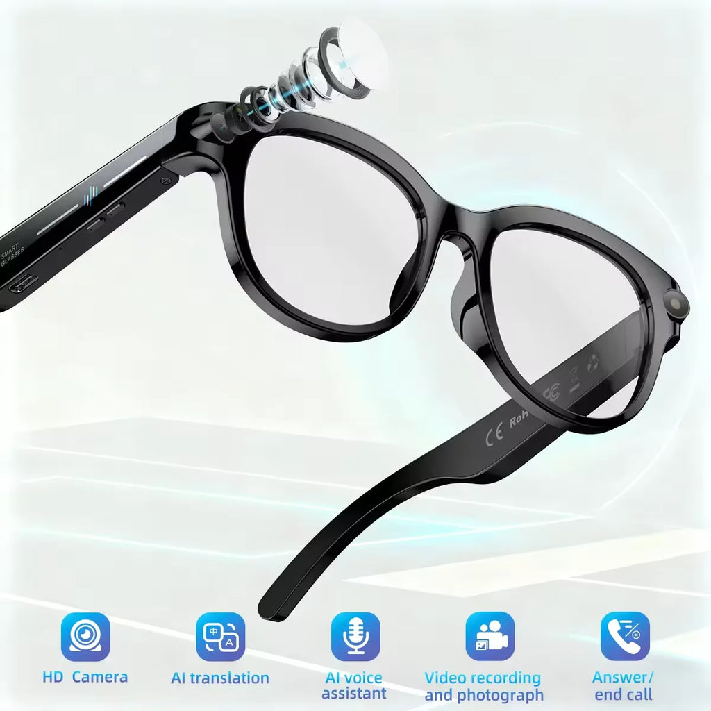 New 8K HD AI smart glasses men 800M camera Bluetooth call waterproof AI translation voice assistant control sunglasses female ne
