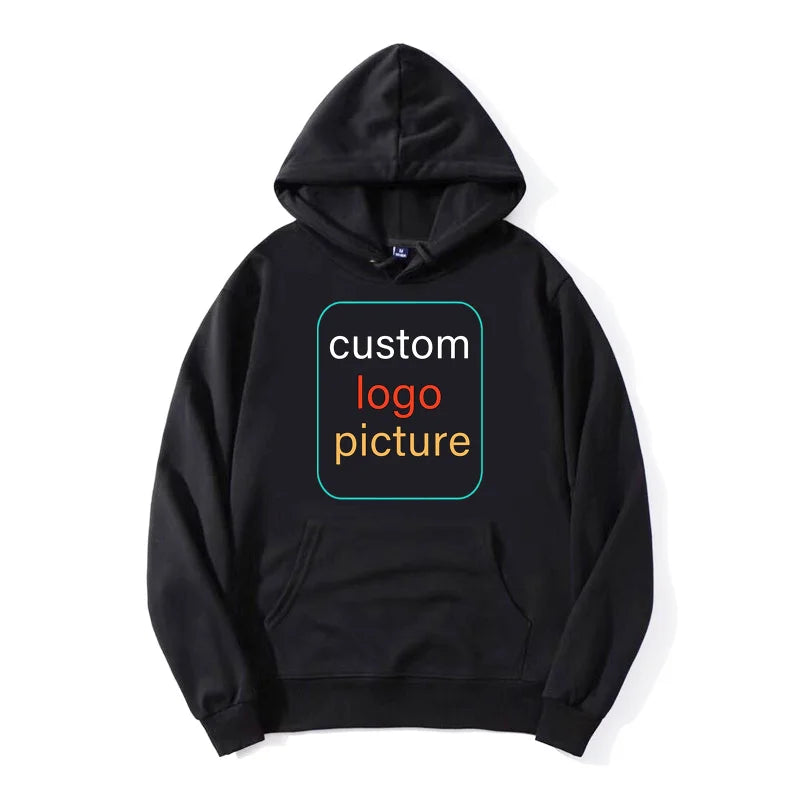 Custom Prints Men's Women's Hoodie Loose Casual Solid Color Hoodies Long Sleeve Cotton Hooded Personality Sweatshirts Clothes