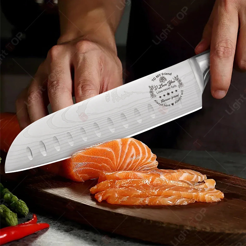WXCOO Professional Chef's Knife Japanese Sharp Meat Cleaver Cooking Damascus Laser Kitchen with Gift Box Fruit Slicing Knife