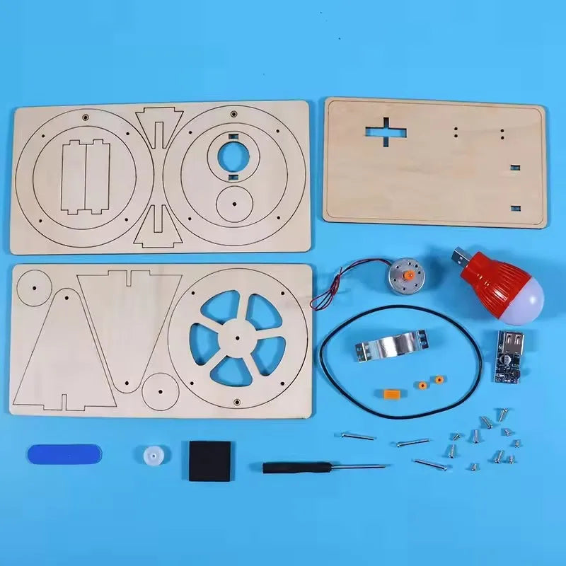 DIY Wooden Hand Generator Kids Science Toy Funny STEM Technology Gadget Physics Kit Educational Toys for Children Learning Toy